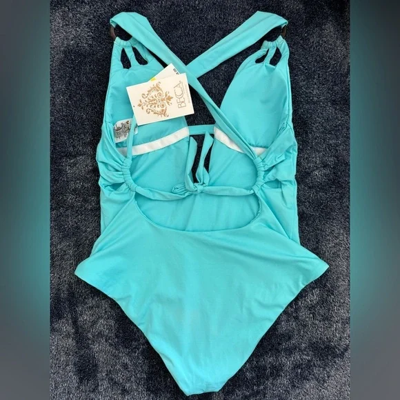 BECCA Color Code Plunge One-Piece Swimsuit blue - Picture 5 of 9